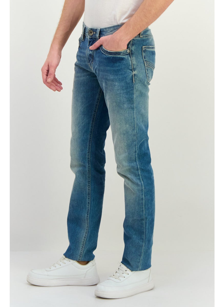 Men Slim Fit Washed Stretchable Albert Jeans, Blue
