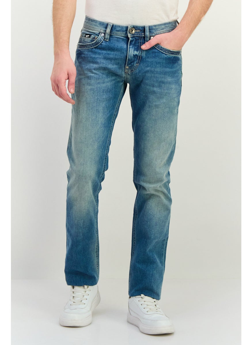 Men Slim Fit Washed Stretchable Albert Jeans, Blue