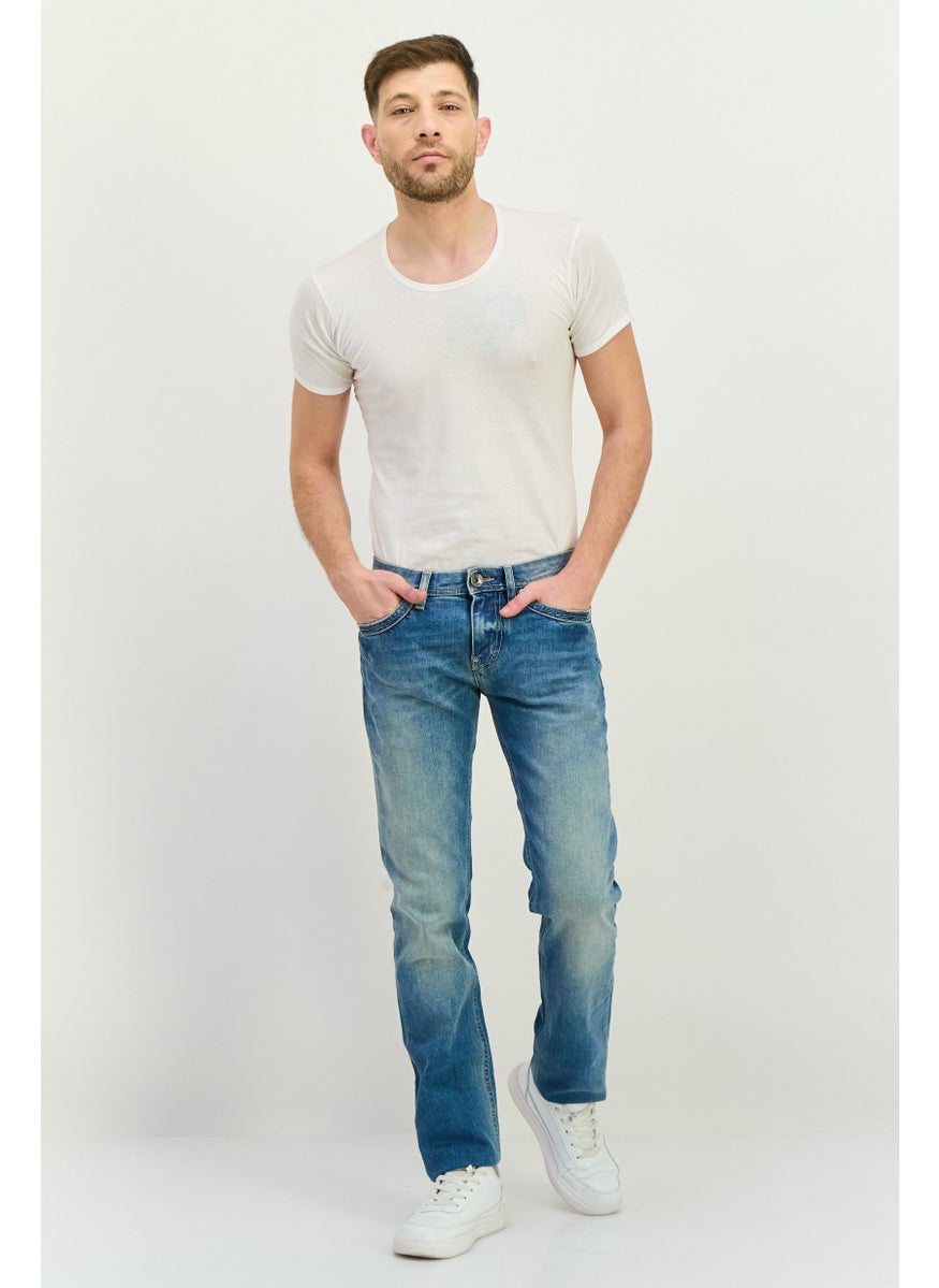 Men Slim Fit Washed Stretchable Albert Jeans, Blue