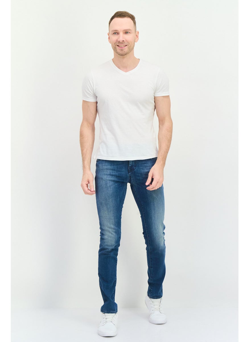 Men Skinny Fit Washed Stretchable Jeans, Blue