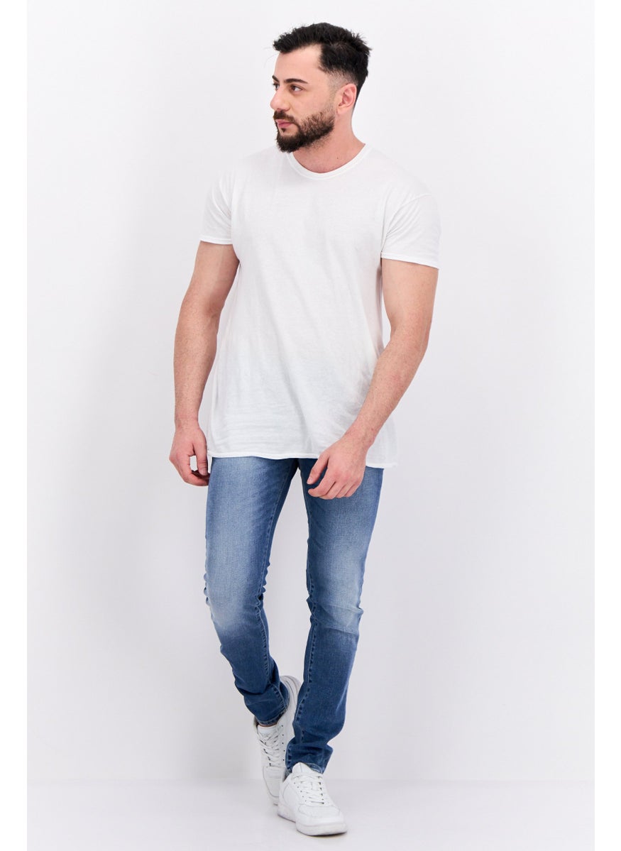 Men  Regular Fit Washed Stretchable Jeans, Denim Blue