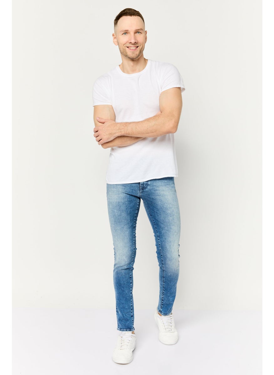 Men Skinny Fit Wash Stretchable Denim Jeans, Blue