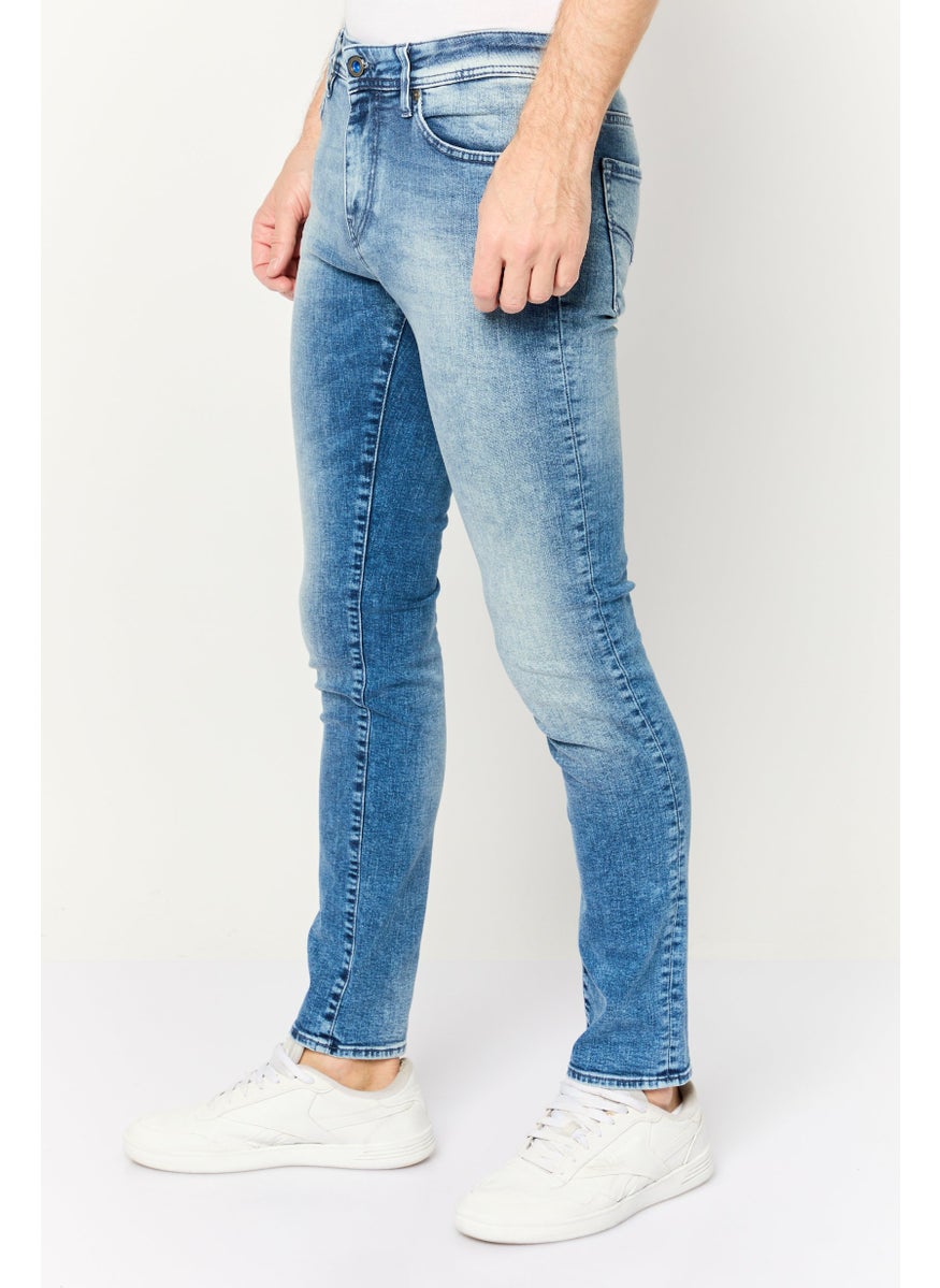 Men Skinny Fit Wash Stretchable Denim Jeans, Blue