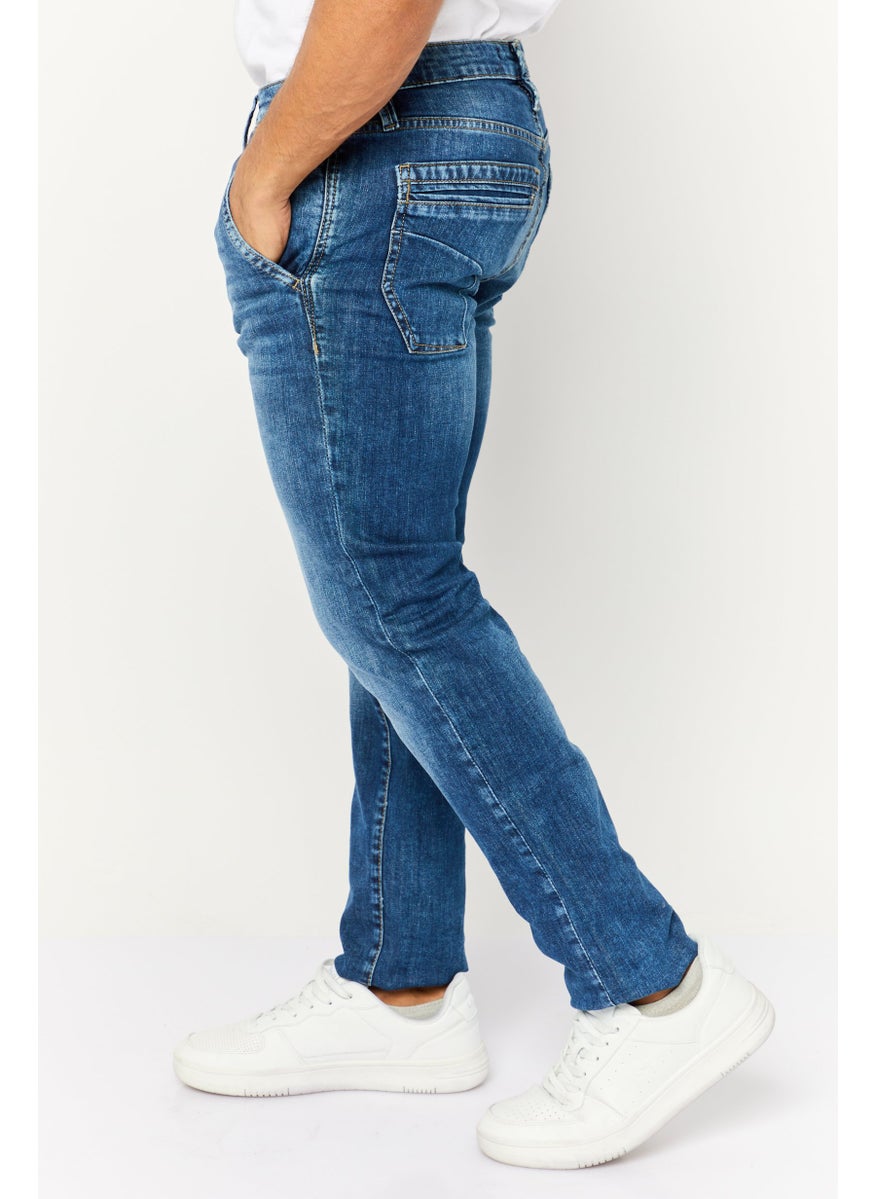 Men Slim Fit Washed Stretchable Albert Jeans, Blue