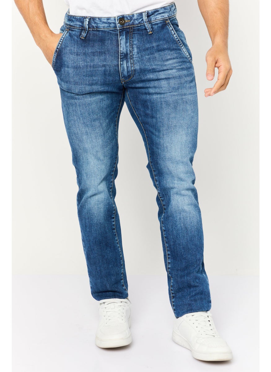 Men Slim Fit Washed Stretchable Albert Jeans, Blue