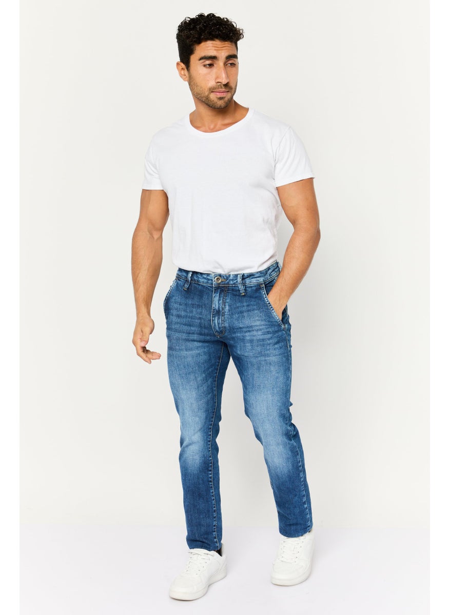 Men Slim Fit Washed Stretchable Albert Jeans, Blue