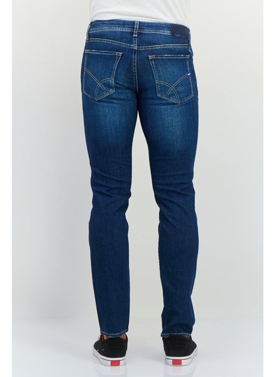 Men Slim Fit Wash Stretchable Denim Jeans, Navy