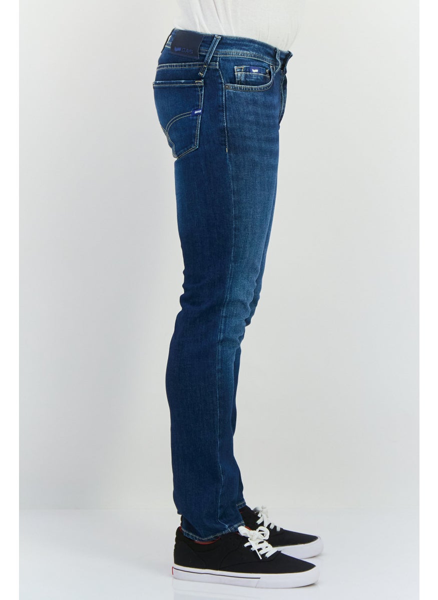 Men Slim Fit Wash Stretchable Denim Jeans, Navy