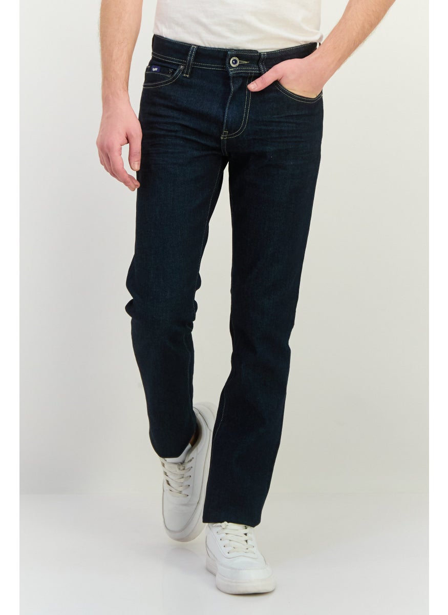 Men Regular Fit Washed Denim Jean, Blue