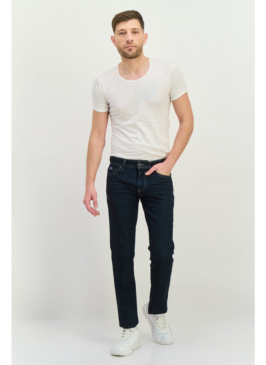 Men Regular Fit Washed Denim Jean, Blue
