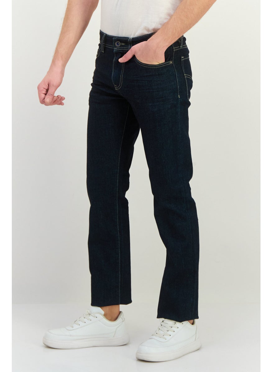 Men Regular Fit Washed Denim Jean, Blue