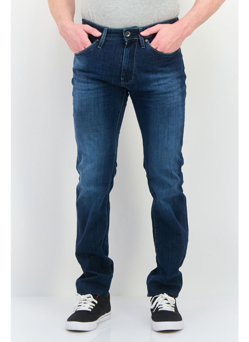 Men Regular Fit Wash Stretchable Denim Jeans, Blue