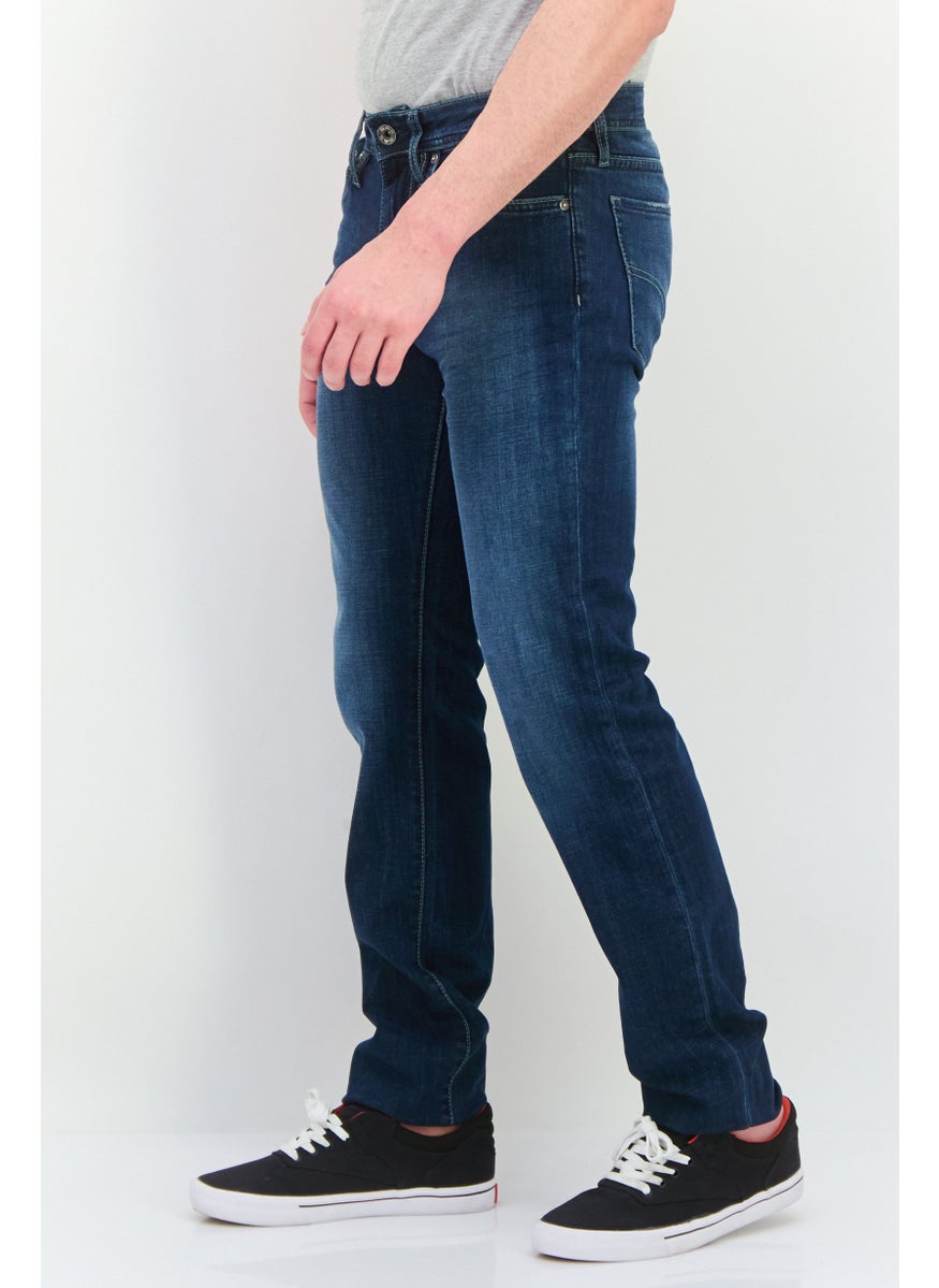 Men Regular Fit Wash Stretchable Denim Jeans, Blue