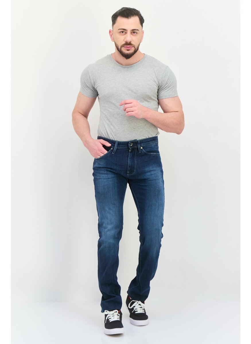 Men Regular Fit Wash Stretchable Denim Jeans, Blue