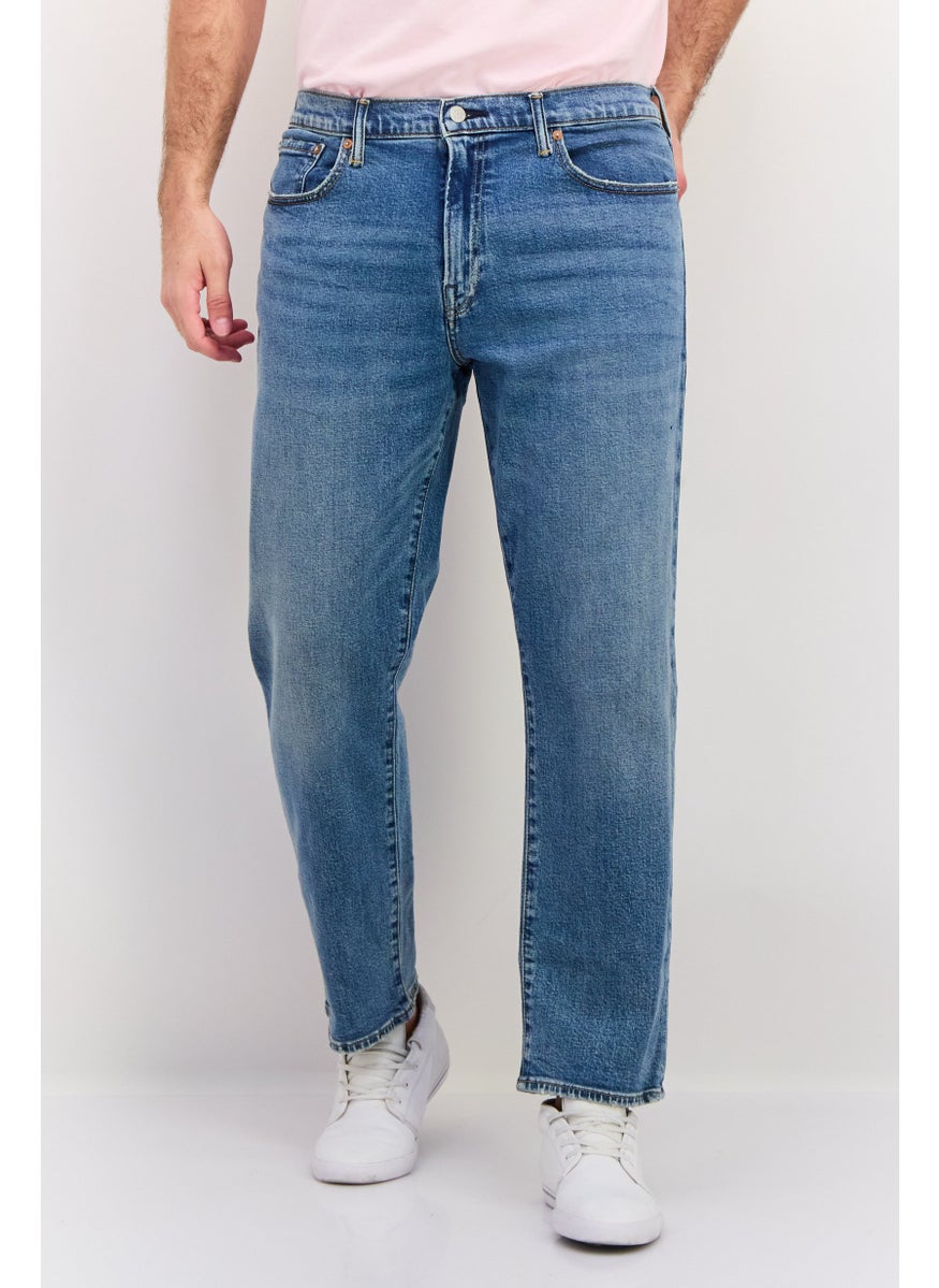Men Straight Fit Washed Stretchable Jeans, Blue
