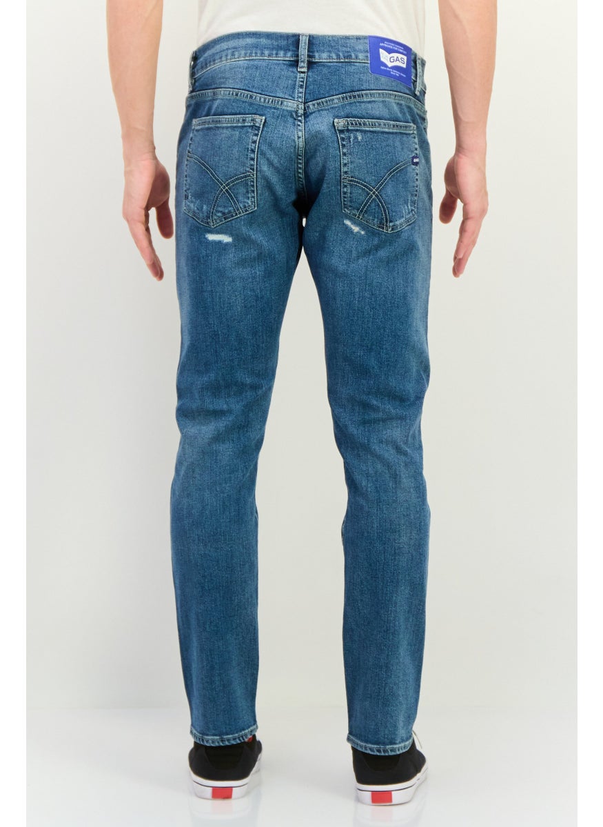 Men Slim Fit Washed Stretchable Denim Jeans, Blue