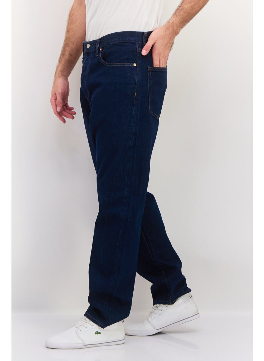 Men Original Fit Plain No Stretchable Denim, Navy