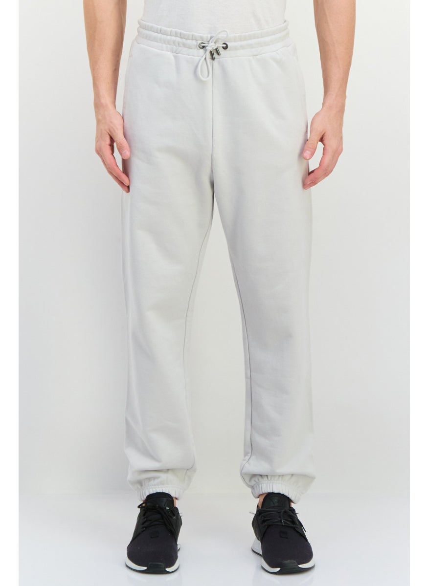 Men Regular Fit Brand Logo Sweatpants, Light Grey