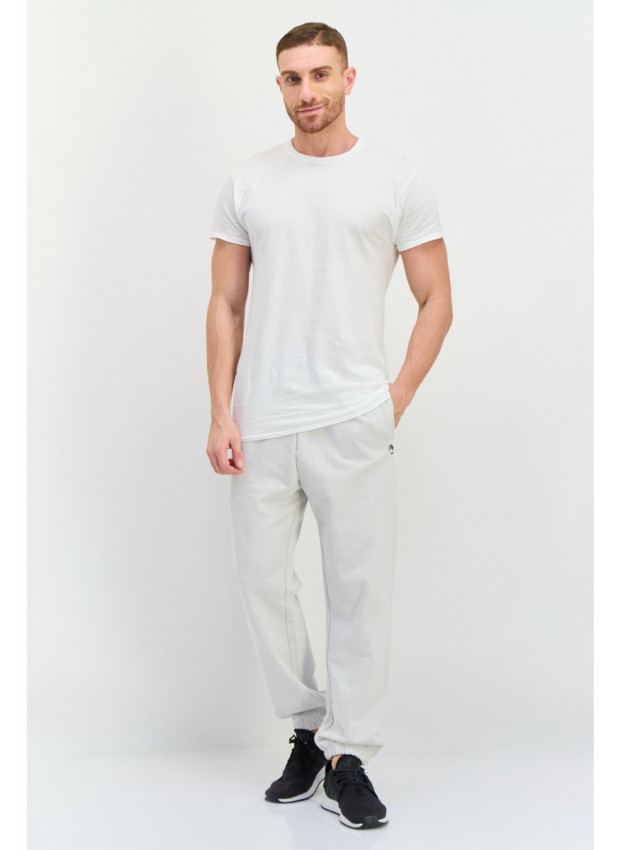 Men Regular Fit Brand Logo Sweatpants, Light Grey