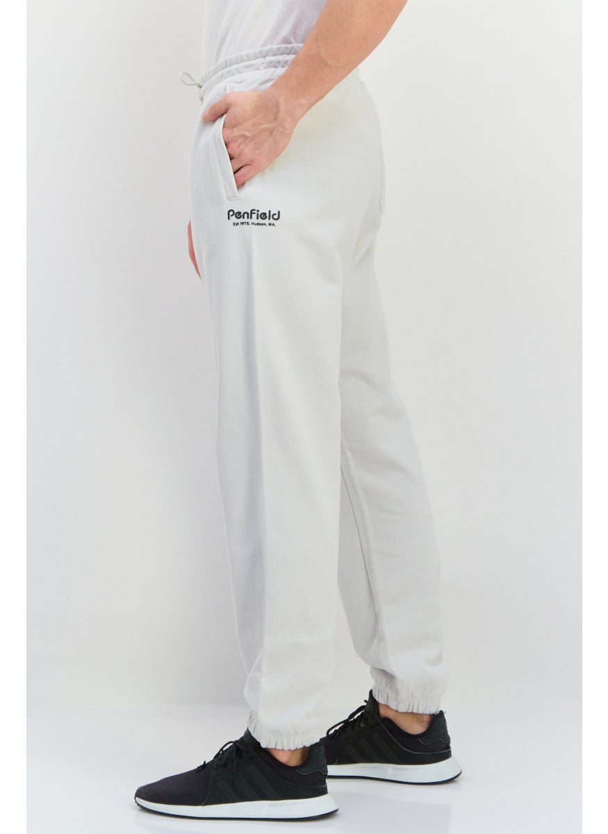 Men Regular Fit Brand Logo Sweatpants, Light Grey