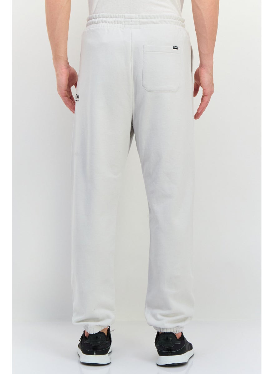 Men Regular Fit Brand Logo Sweatpants, Light Grey