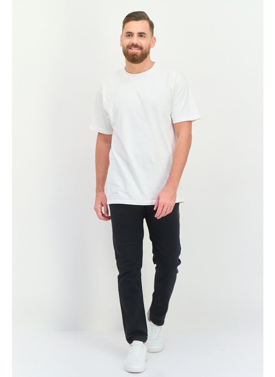 Men Regular Fit Plain Chino Pants, Black