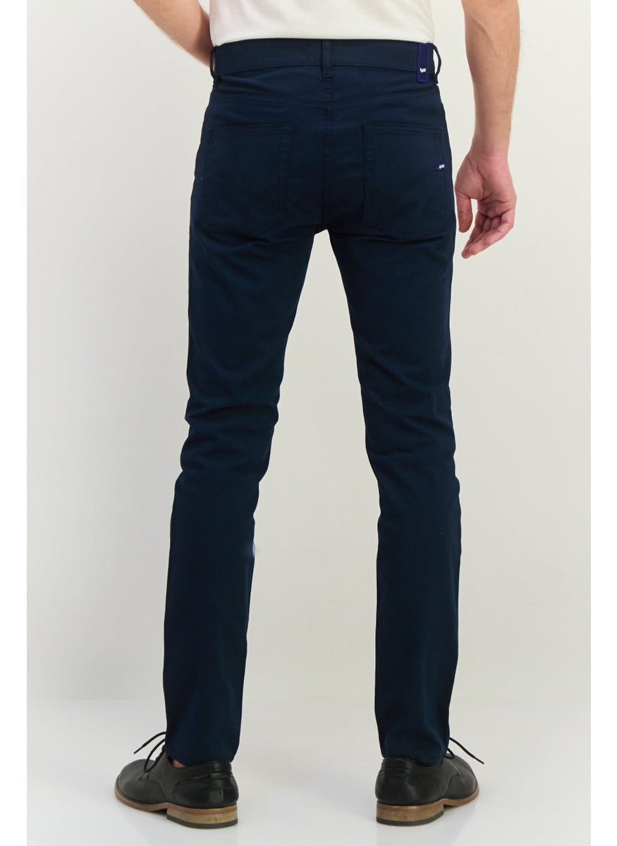 Men Slim Fit Allover Print Albert Chino Pants, Navy