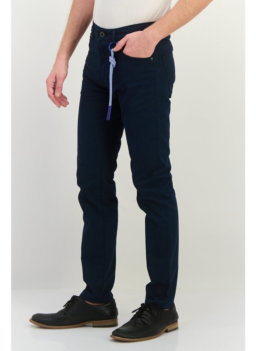 Men Slim Fit Allover Print Albert Chino Pants, Navy