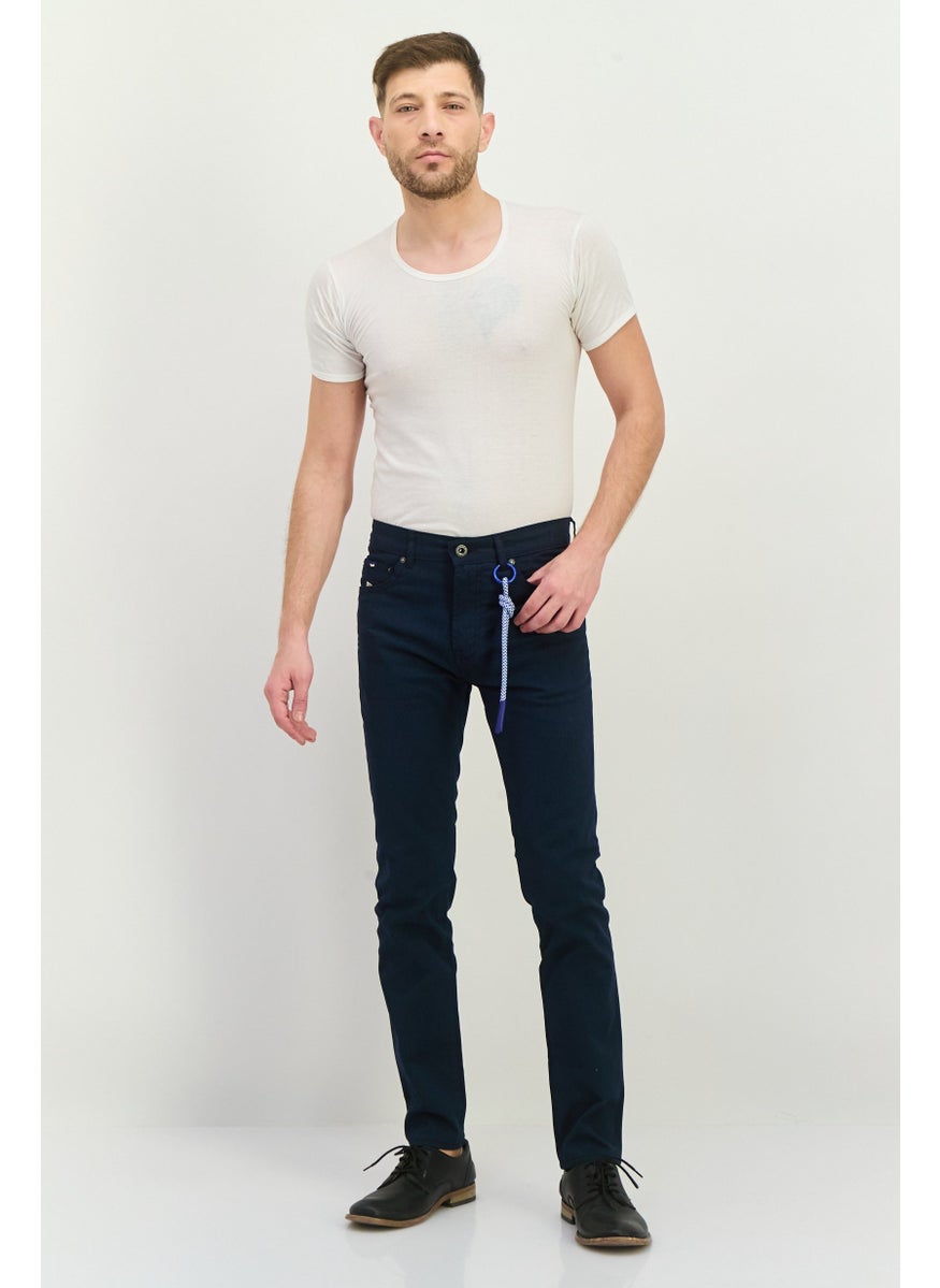 Men Slim Fit Allover Print Albert Chino Pants, Navy