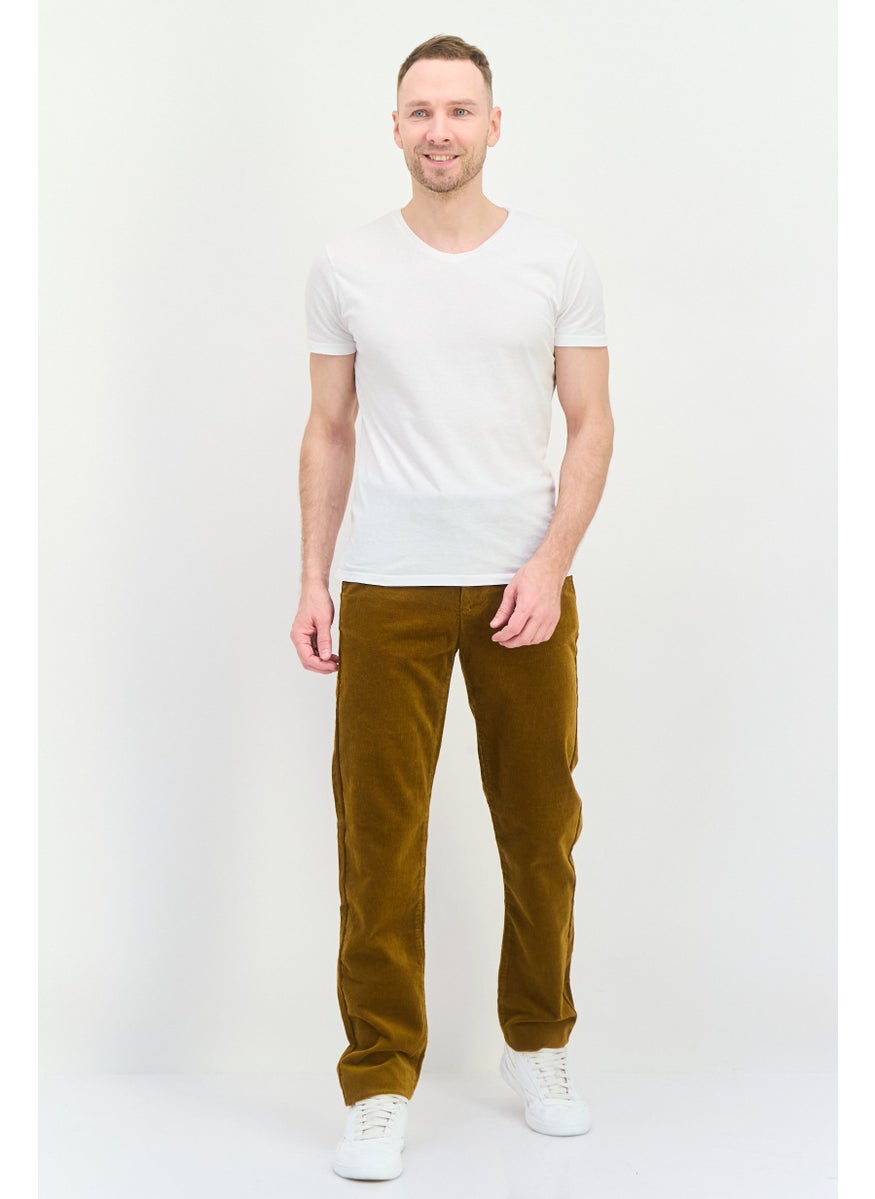 Men Regular Fit Ribbed Allister Corduroy Pants, Brown
