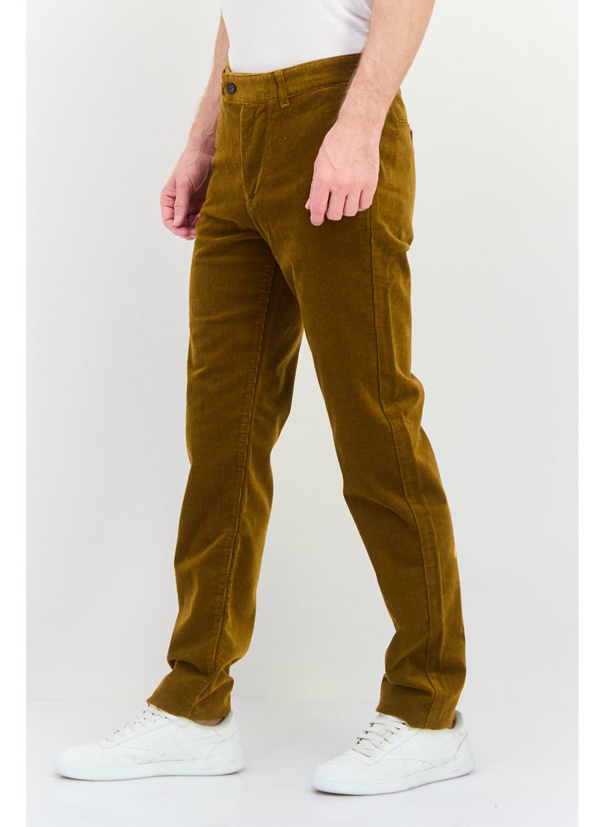 Men Regular Fit Ribbed Allister Corduroy Pants, Brown