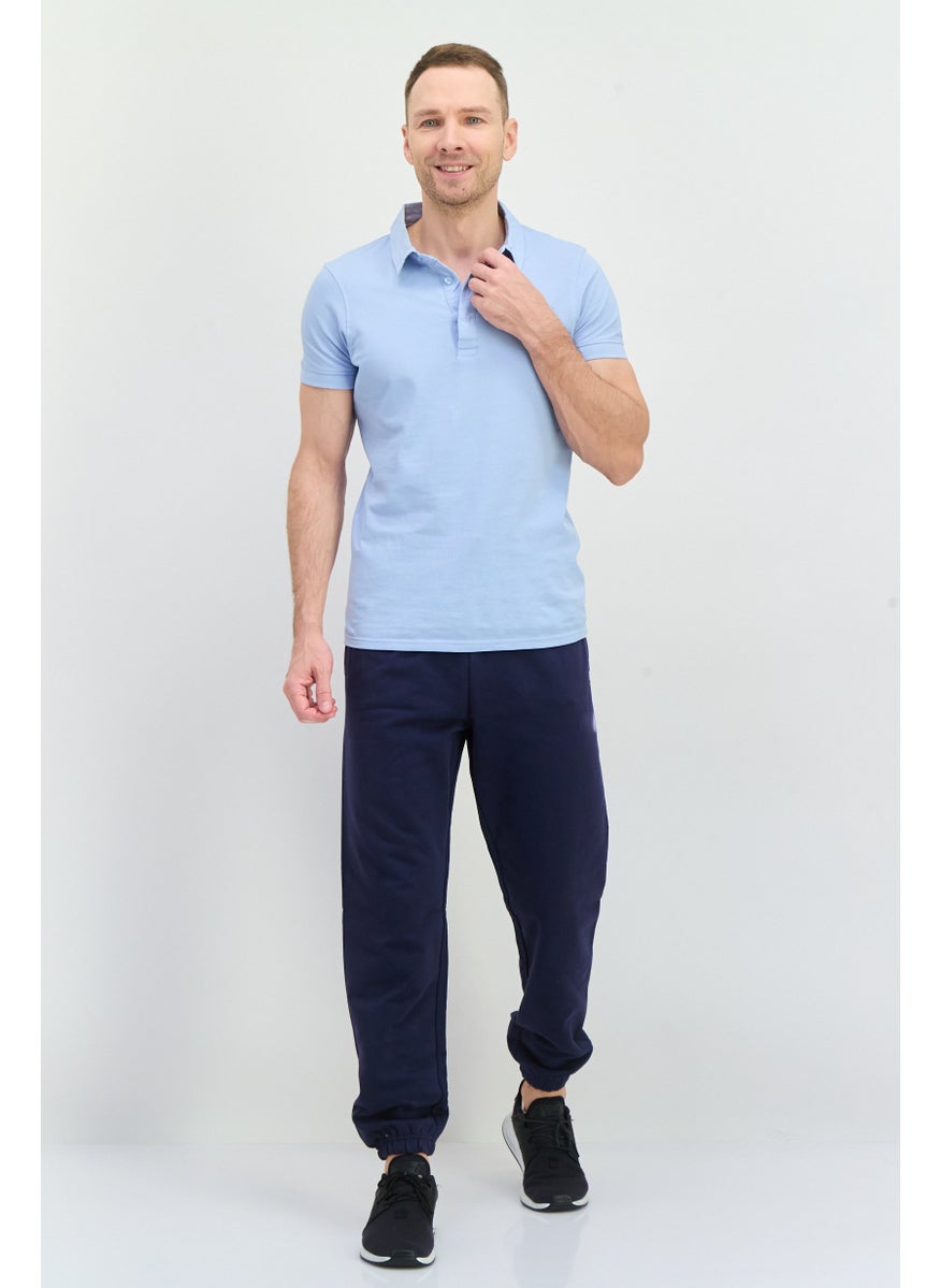 Men Regular Fit Brand Loog Sweatpants, Navy