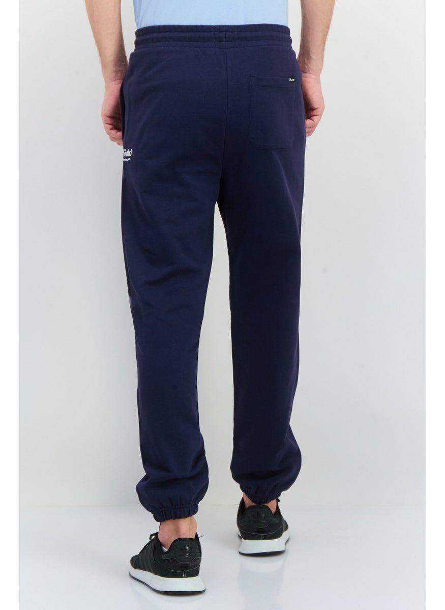 Men Regular Fit Brand Loog Sweatpants, Navy