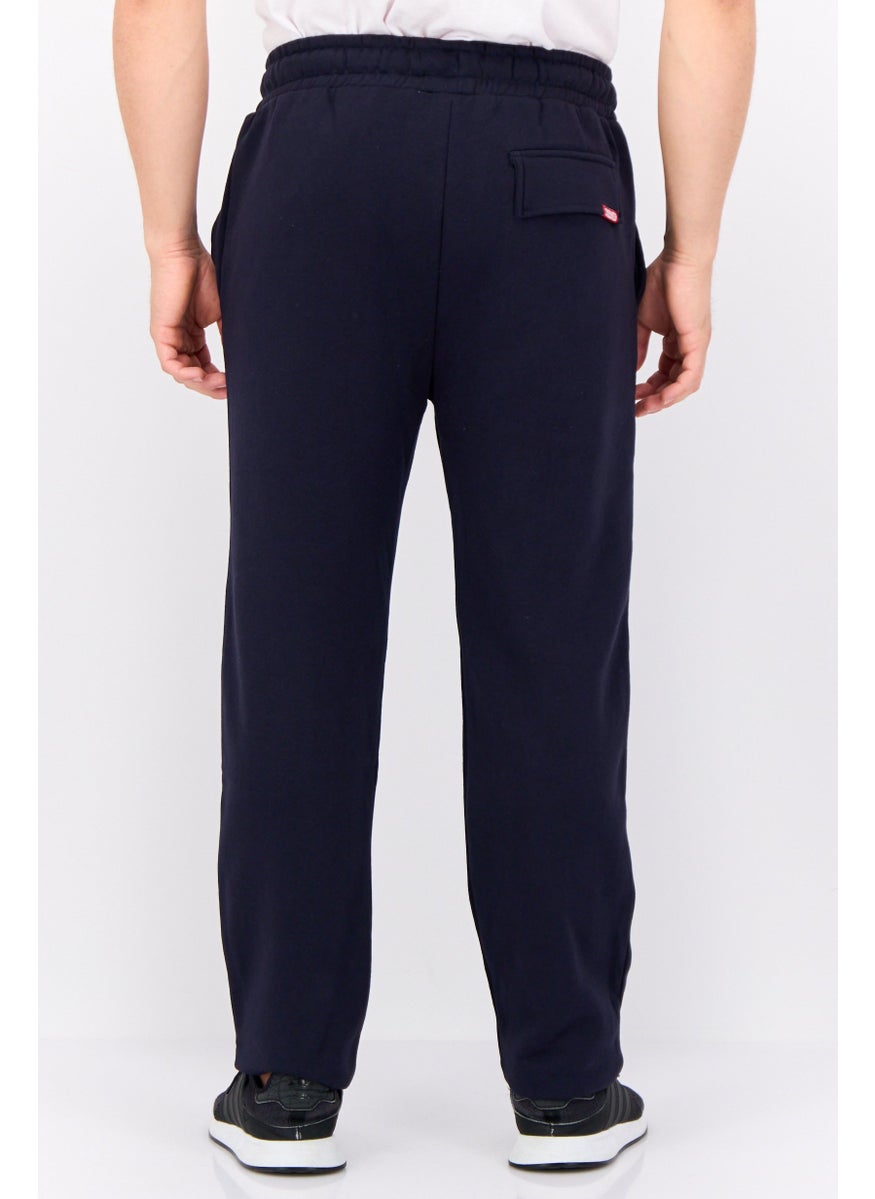 Men Regular Fit Brand Logo Jogger Pants, Navy