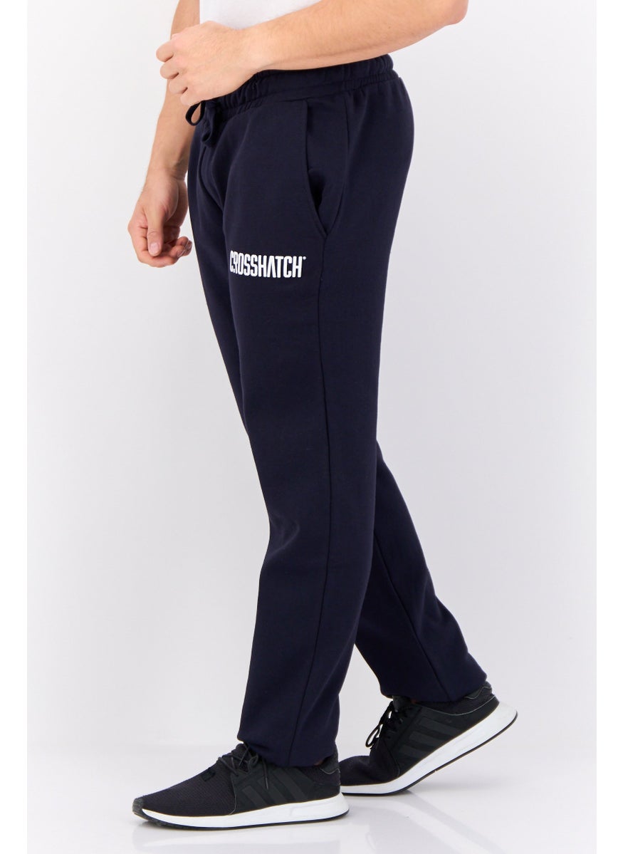 Men Regular Fit Brand Logo Jogger Pants, Navy