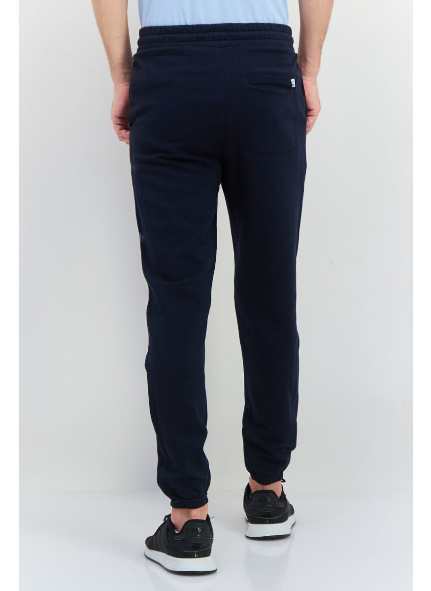 Men Regular Fit Brand Logo Jogger Pants, Navy