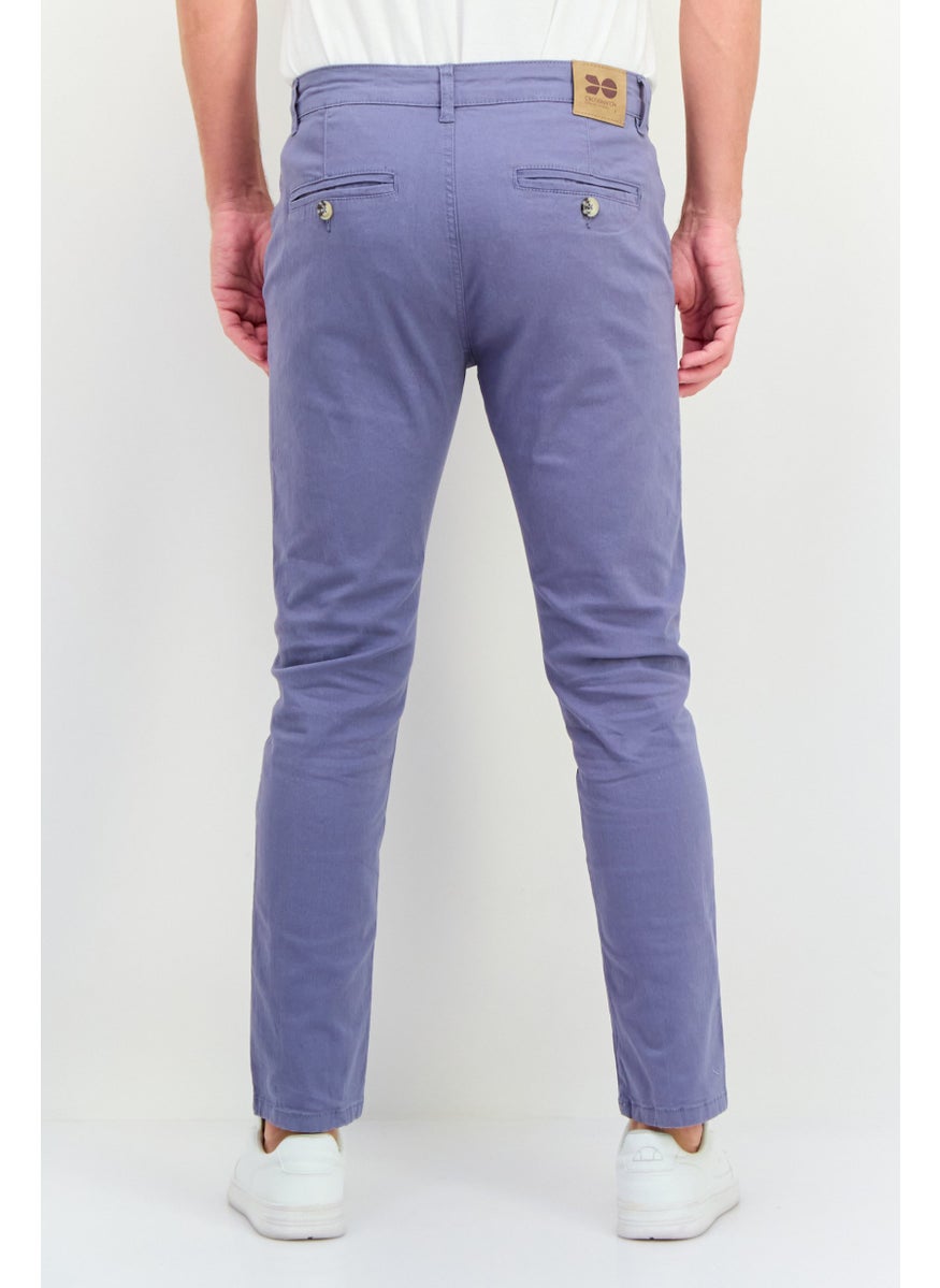 Men Slim Fit Plain Chino Pants, Pale Blue