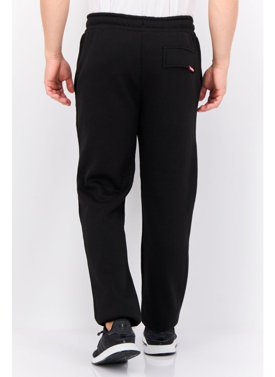 Men Regular Fit Brand Logo Jogger Pants, Black