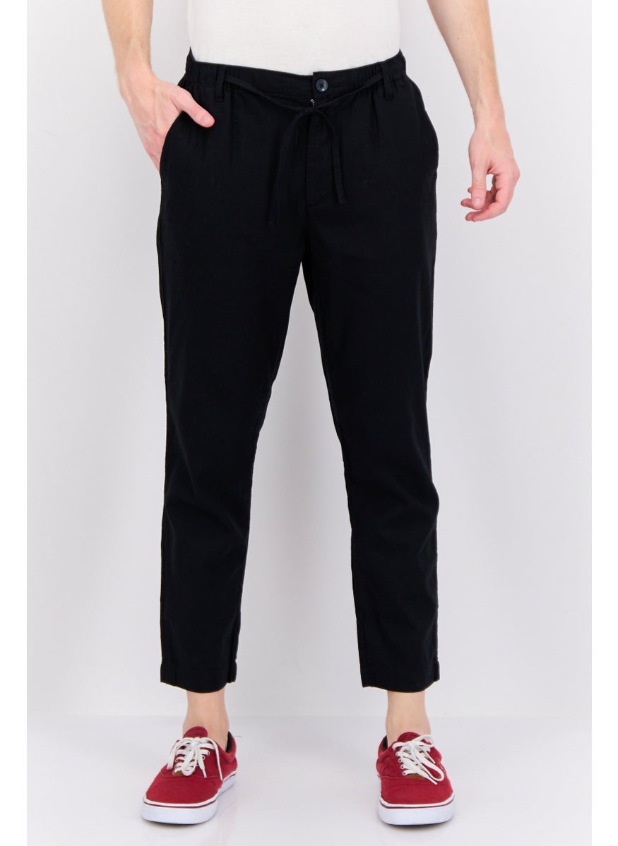 Men Regular Fit Plain Chino Pants, Black