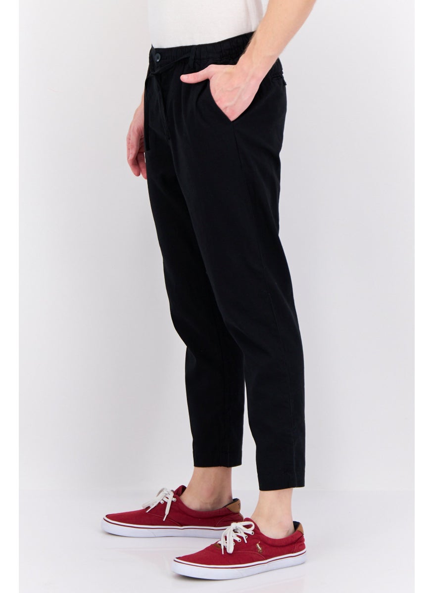 Men Regular Fit Plain Chino Pants, Black