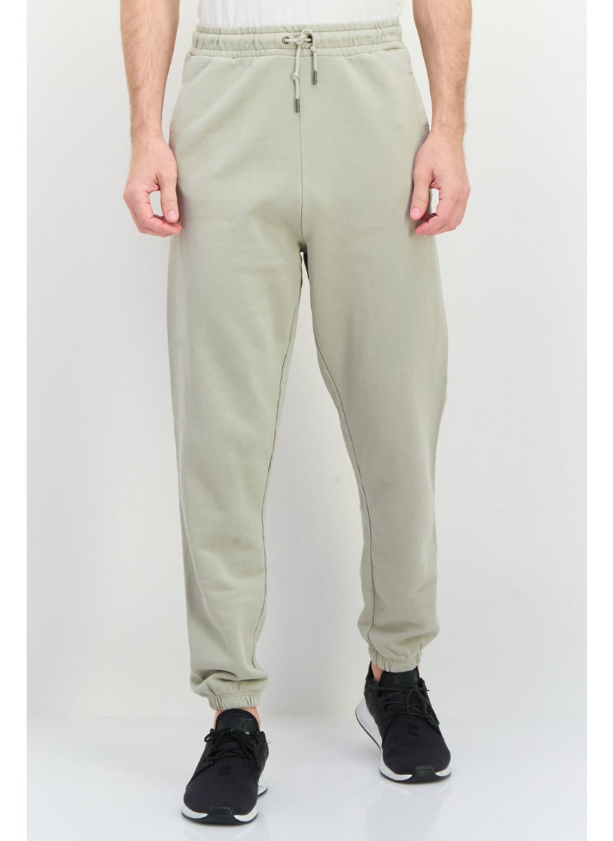 Men Regular Fit Drawstring Brand Logo Jogger Pants, Silver Grey