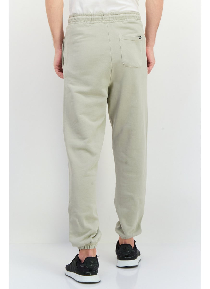 Men Regular Fit Drawstring Brand Logo Jogger Pants, Silver Grey