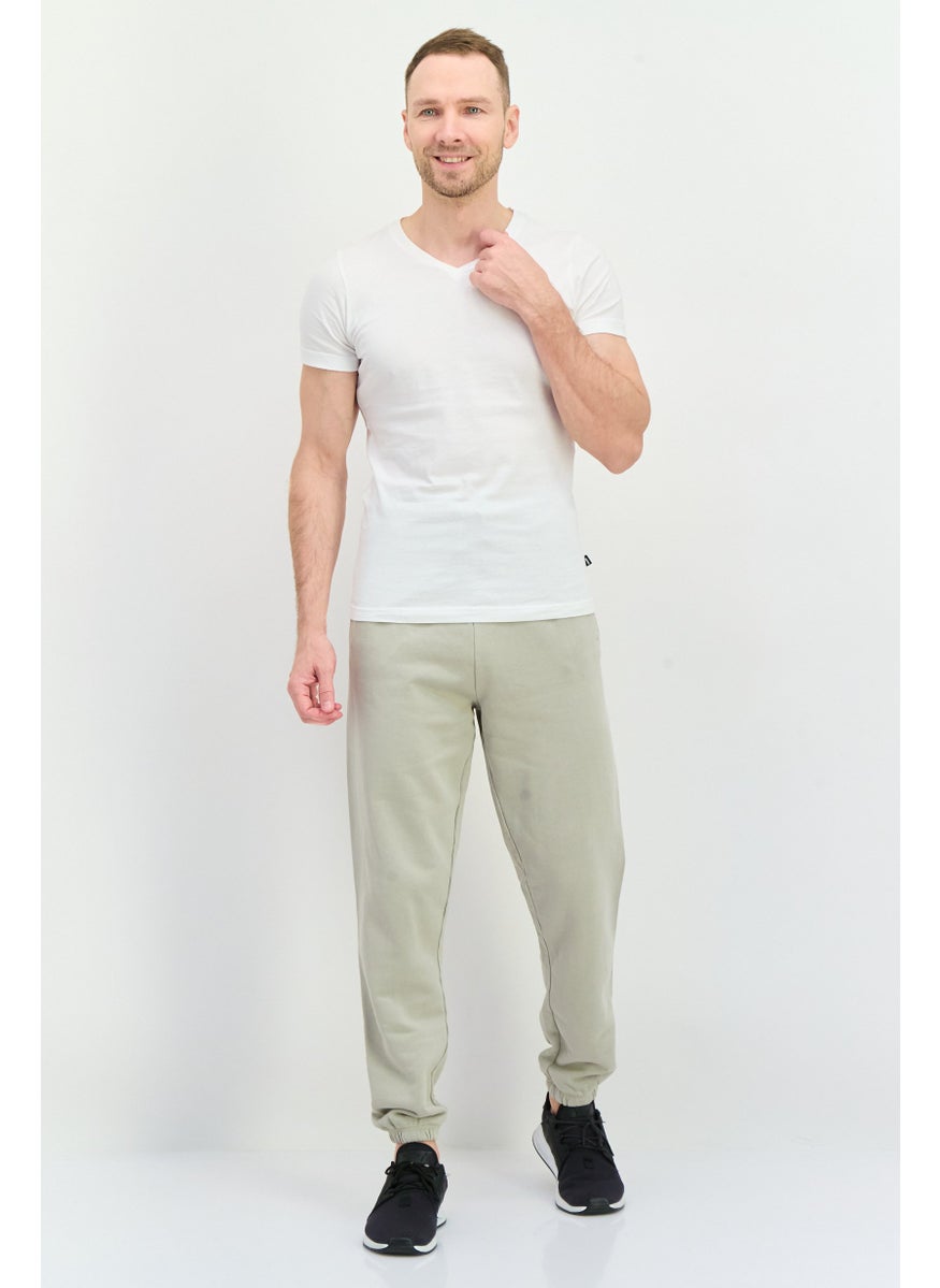 Men Regular Fit Drawstring Brand Logo Jogger Pants, Silver Grey