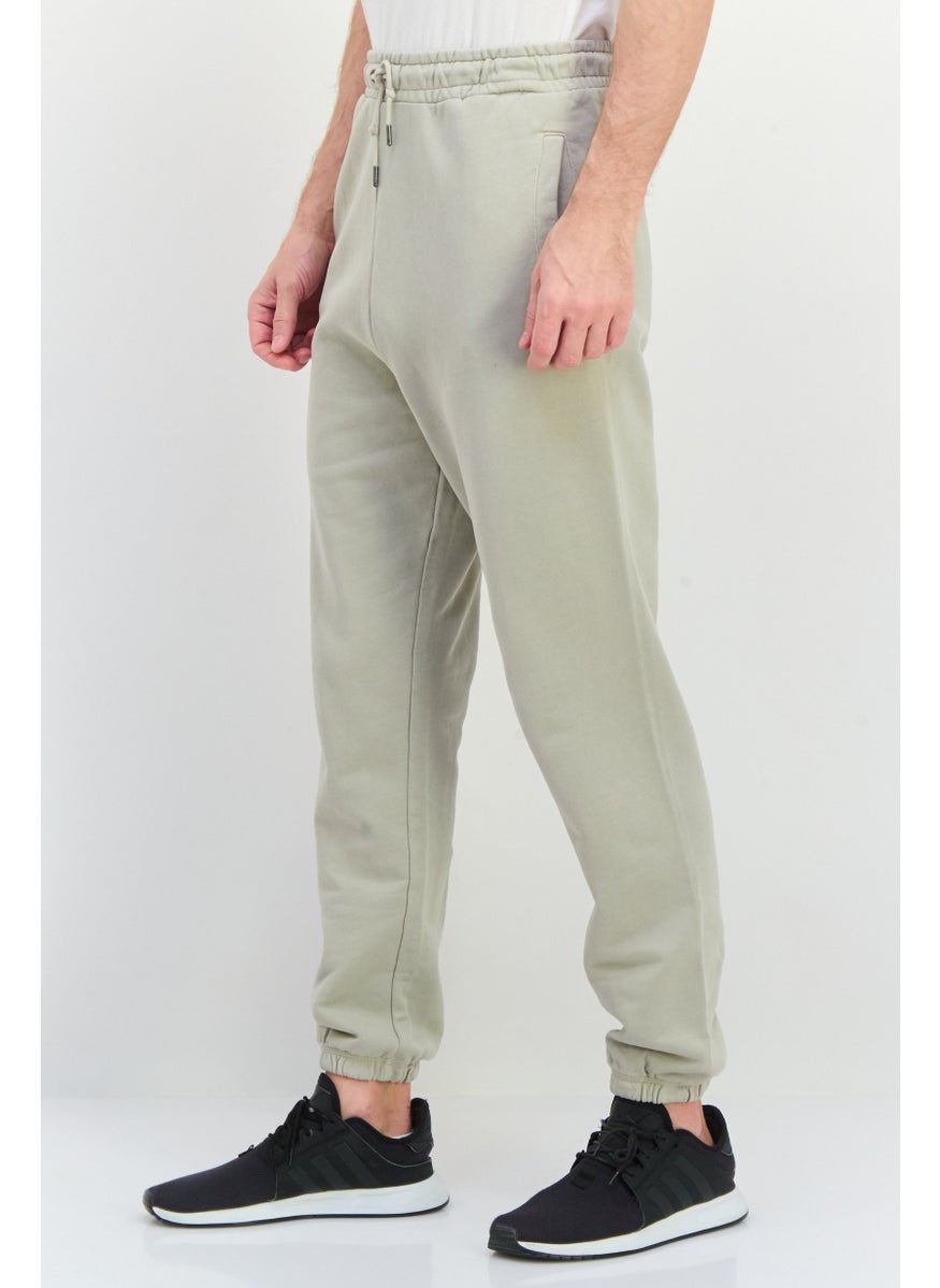 Men Regular Fit Drawstring Brand Logo Jogger Pants, Silver Grey