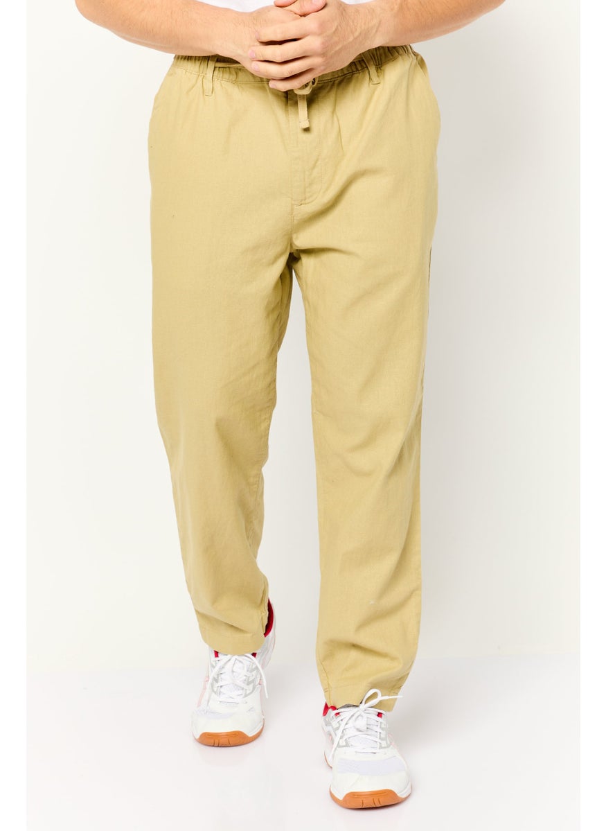 Men Regular Fit Solid Chino Pants, Beige
