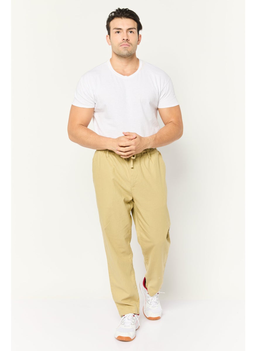 Men Regular Fit Solid Chino Pants, Beige