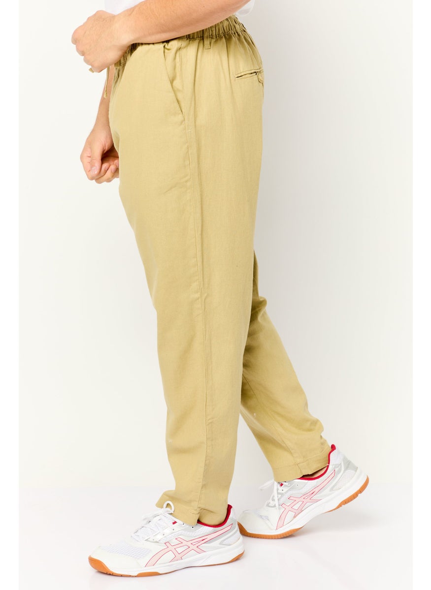 Men Regular Fit Solid Chino Pants, Beige