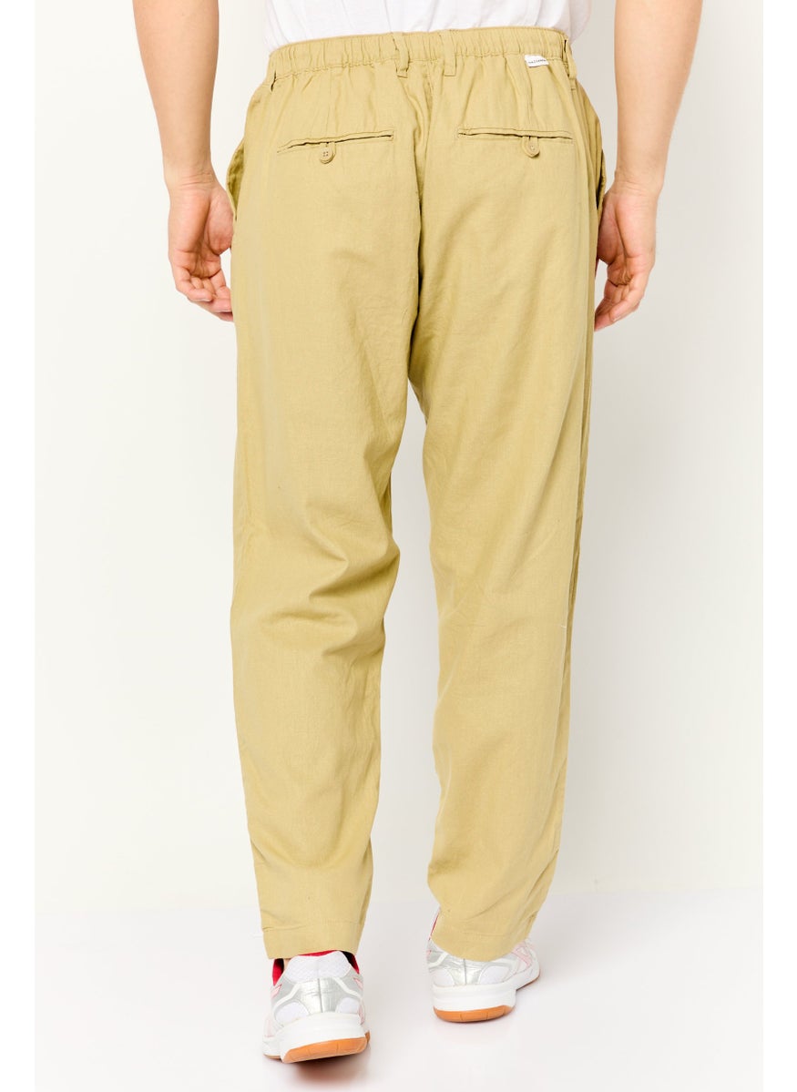 Men Regular Fit Solid Chino Pants, Beige