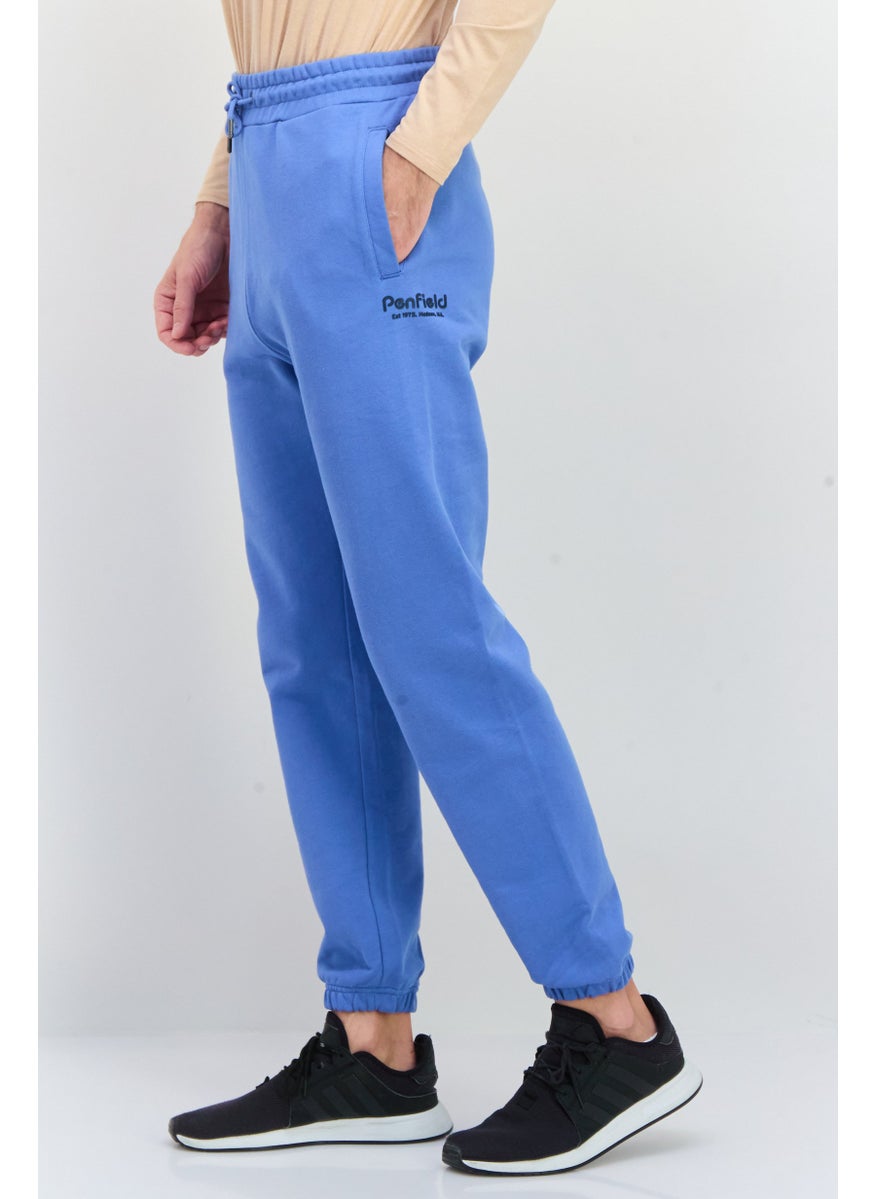 Men Regular Fit Brand Logo Jogger Pants, Light Blue