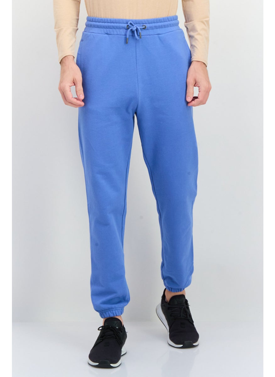 Men Regular Fit Brand Logo Jogger Pants, Light Blue